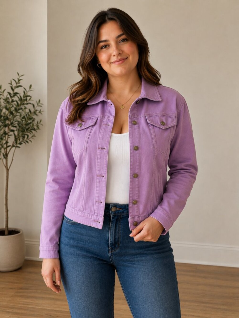 Talbots Lavendar 66% Cotton Pockets Jean Jacket Size Xtra Large